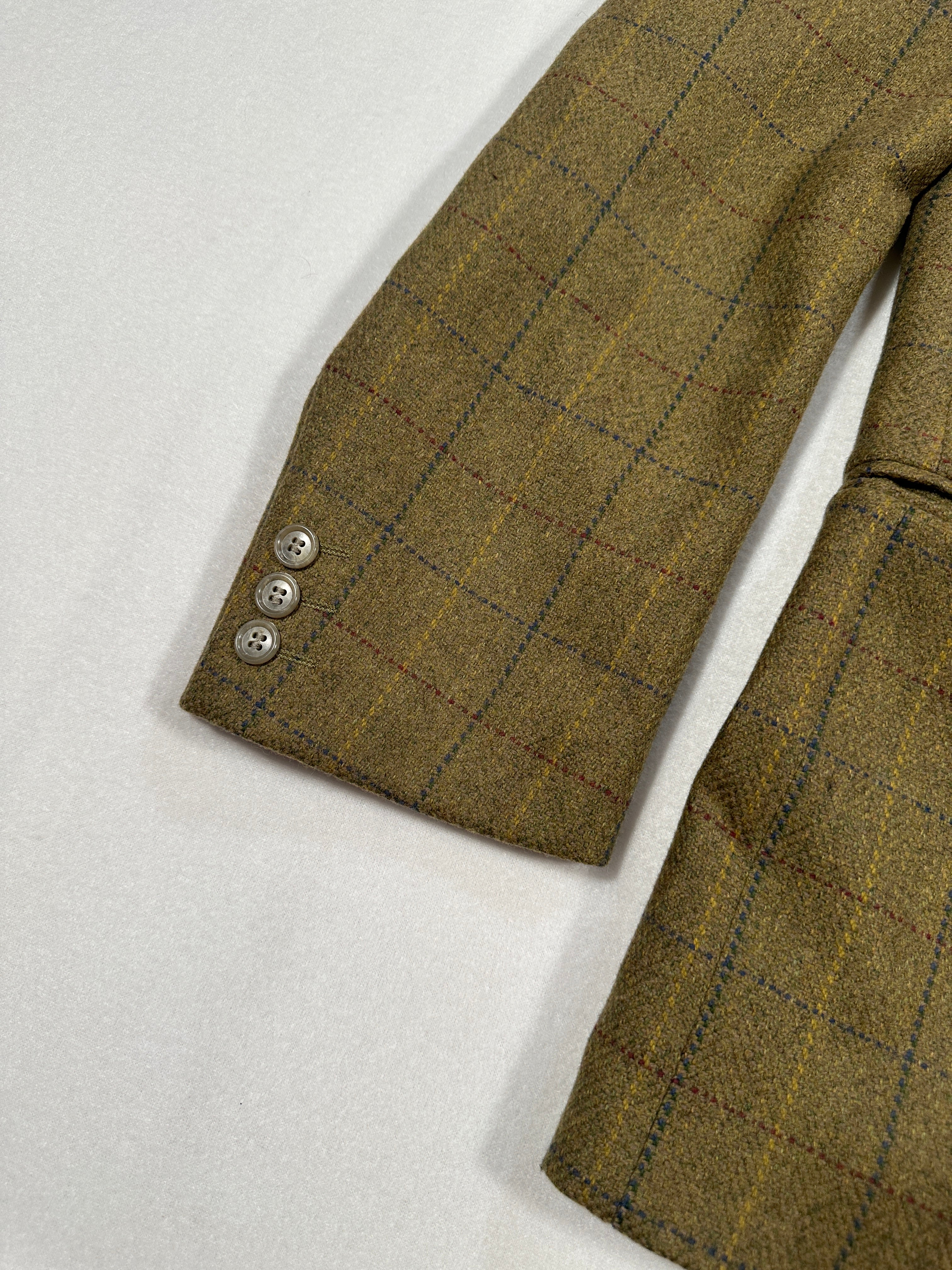 Ginalebole Vintage Men’s Tweed Blazer IT 52 / L – Wool Cashmere Check Jacket, Made in Italy