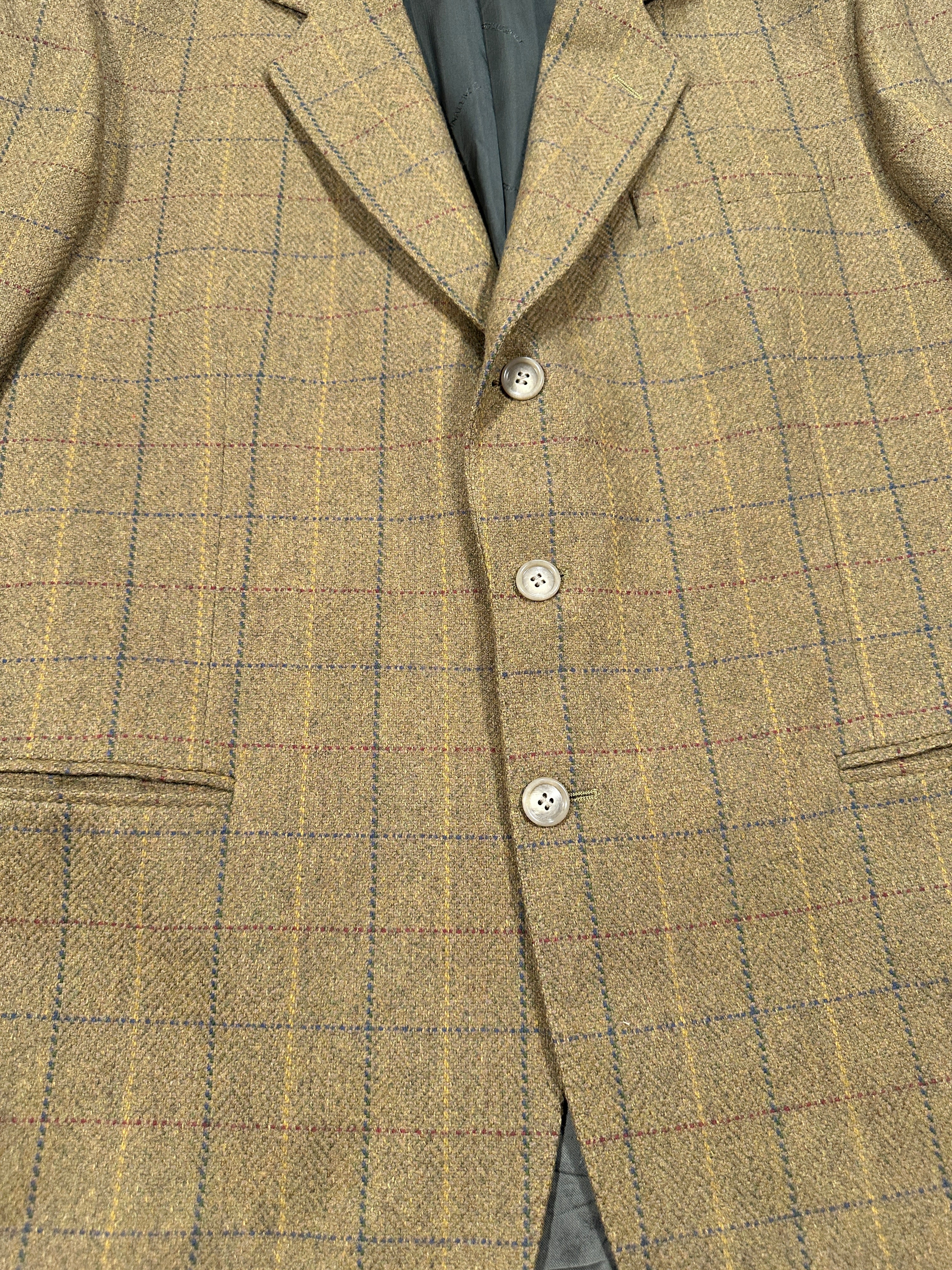 Ginalebole Vintage Men’s Tweed Blazer IT 52 / L – Wool Cashmere Check Jacket, Made in Italy