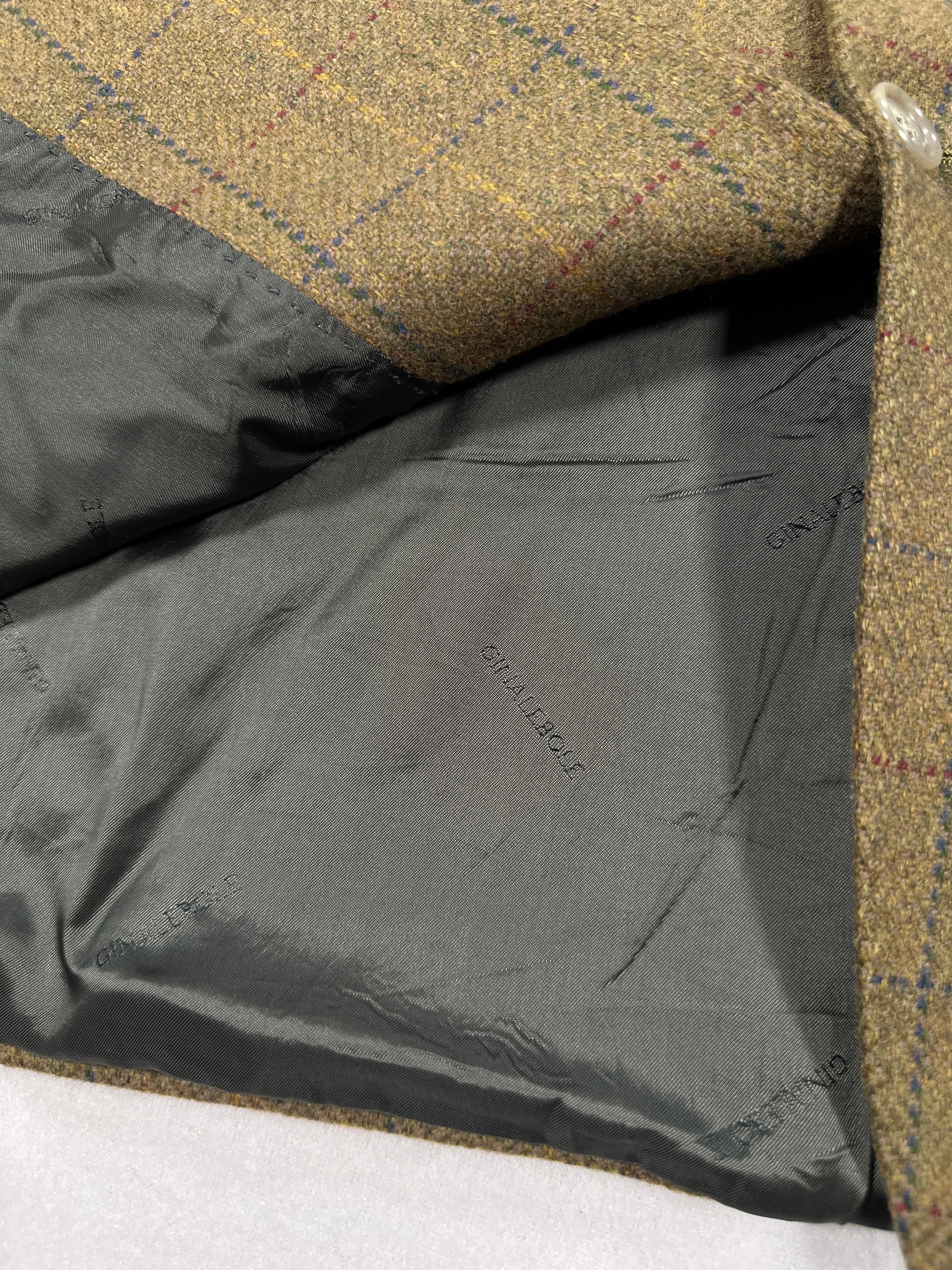Ginalebole Vintage Men’s Tweed Blazer IT 52 / L – Wool Cashmere Check Jacket, Made in Italy
