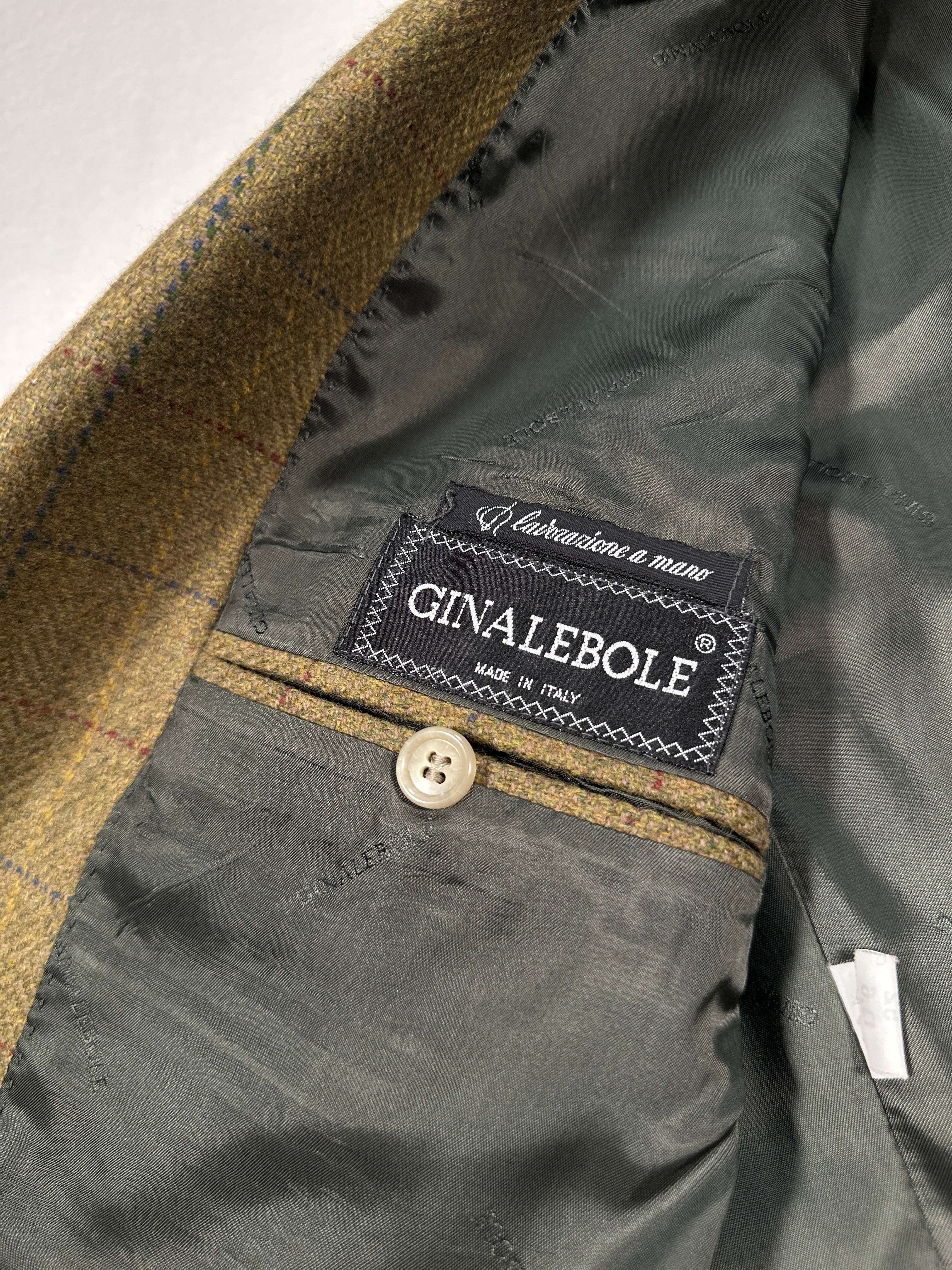 Ginalebole Vintage Men’s Tweed Blazer IT 52 / L – Wool Cashmere Check Jacket, Made in Italy