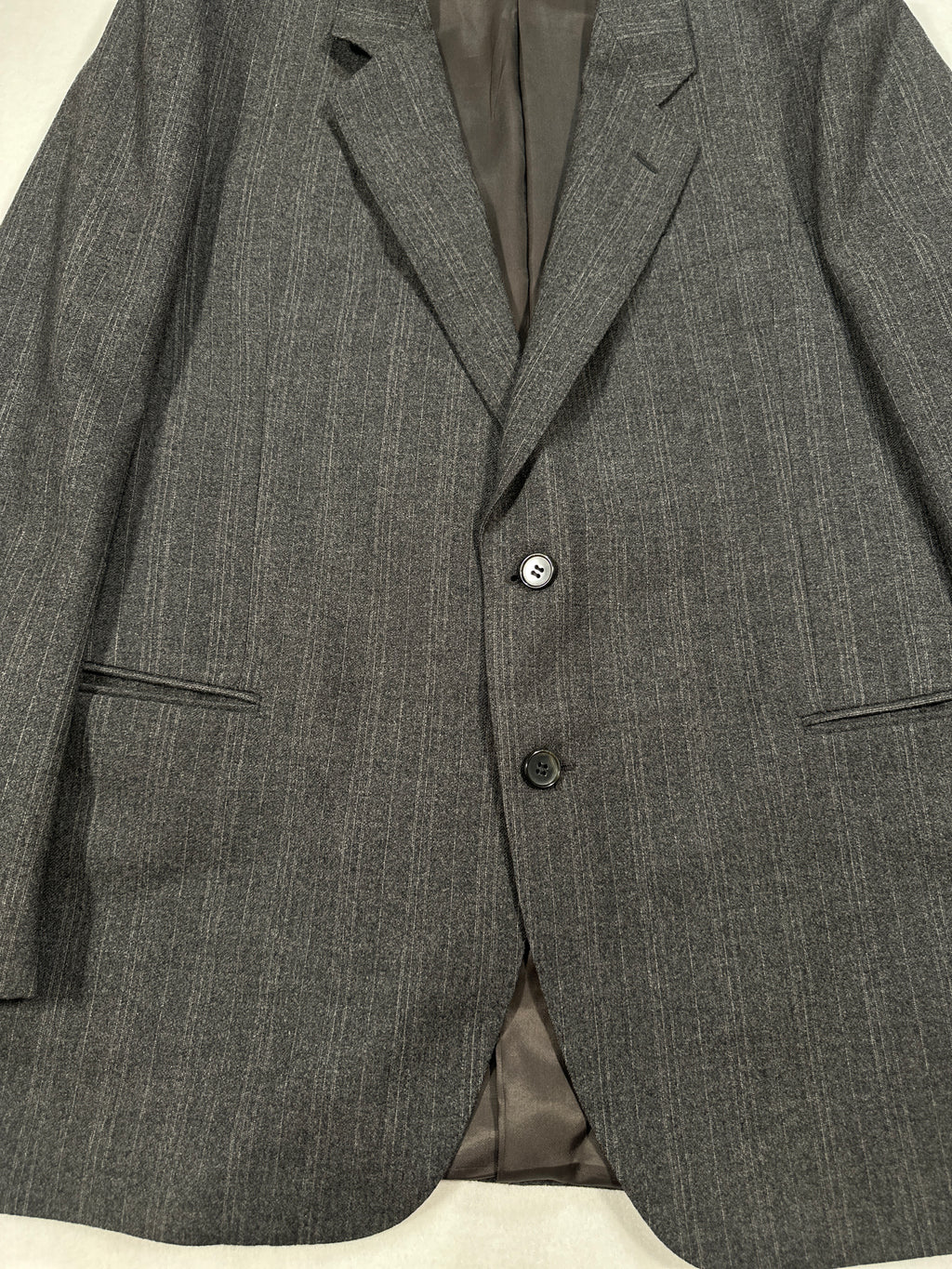 Vintage Italian Grey Wool Blazer IT 52  Single-Breasted Pinstripe Jacket, Made in Italy
