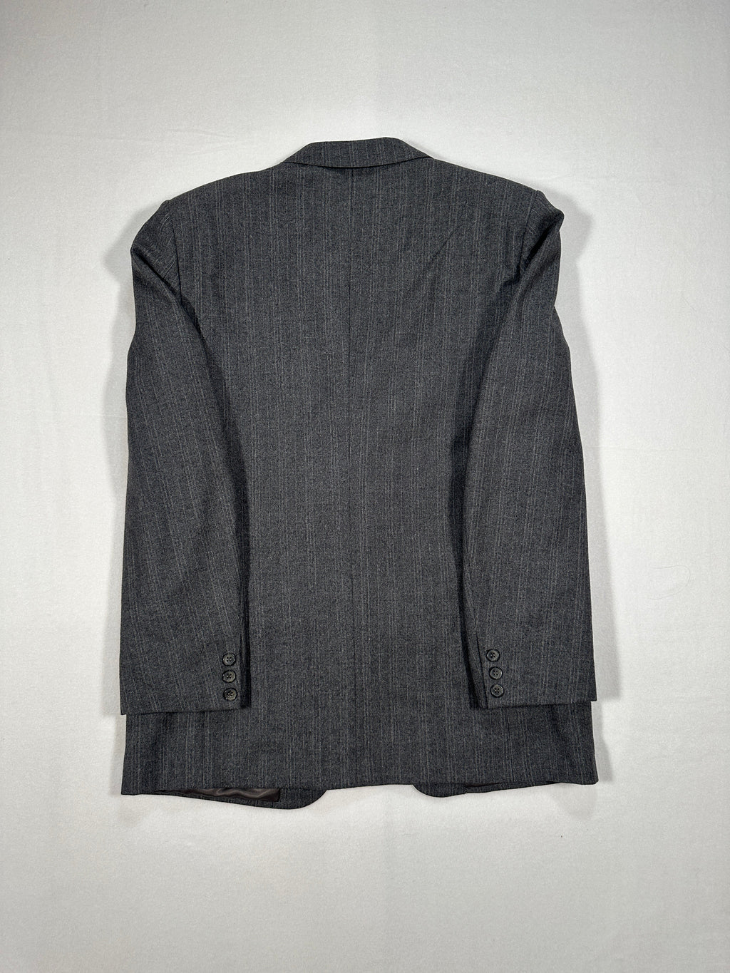 Vintage Italian Grey Wool Blazer IT 52  Single-Breasted Pinstripe Jacket, Made in Italy