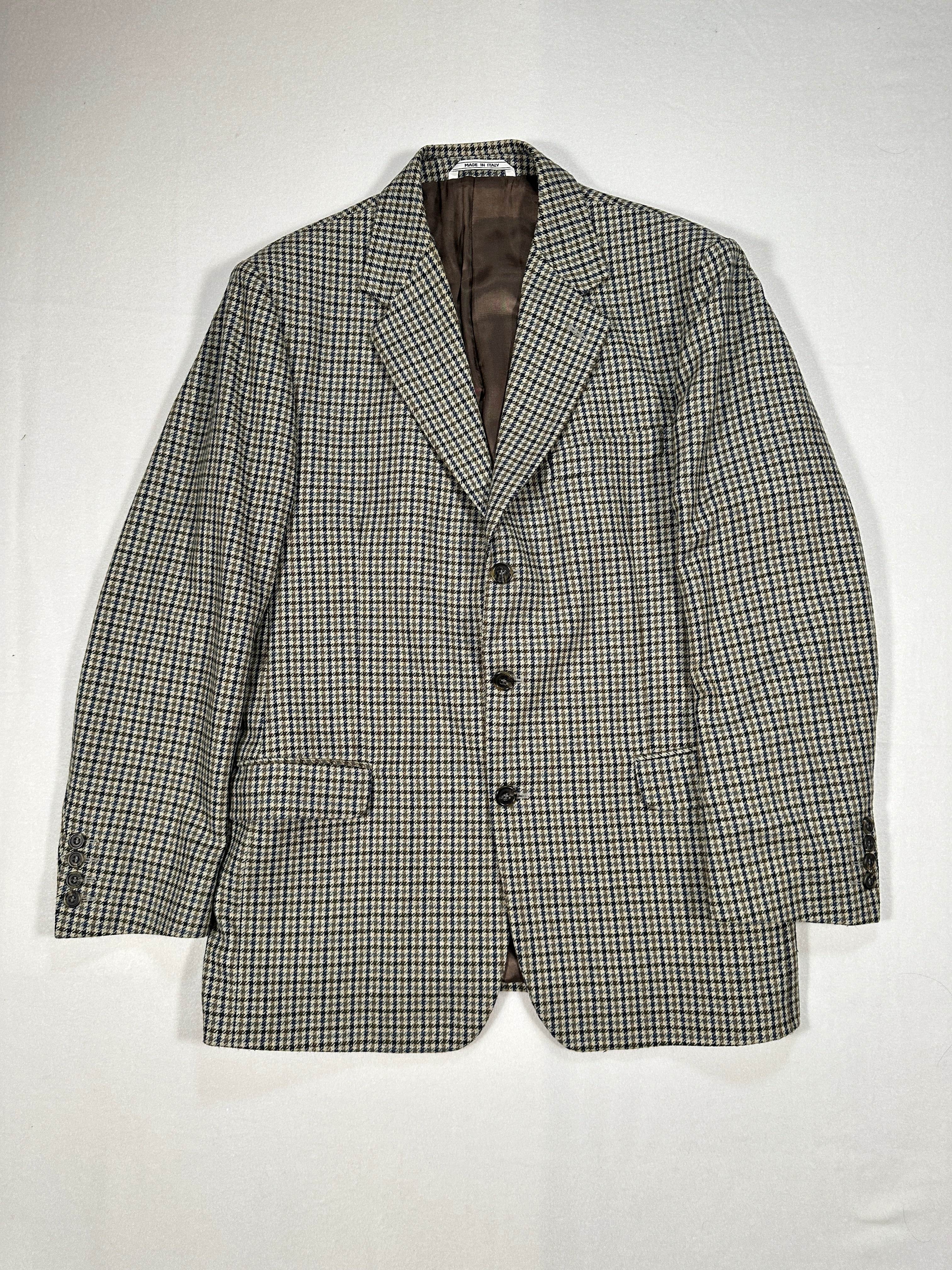 Vintage Centro Storico Men’s Single-Breasted Wool Blend Blazer IT 50 (M/L) Houndstooth Made in Italy