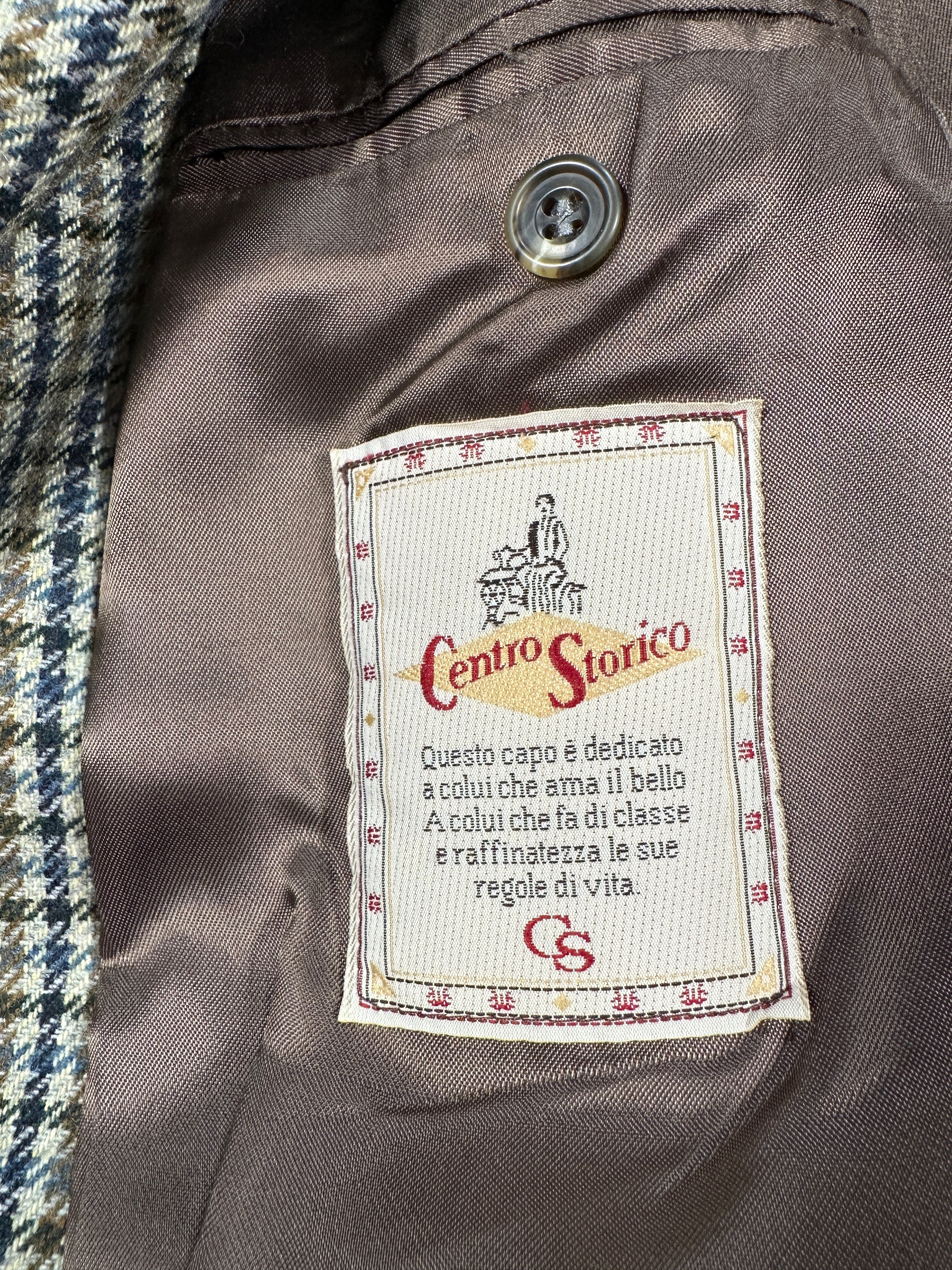 Vintage Centro Storico Men’s Single-Breasted Wool Blend Blazer IT 50 (M/L) Houndstooth Made in Italy