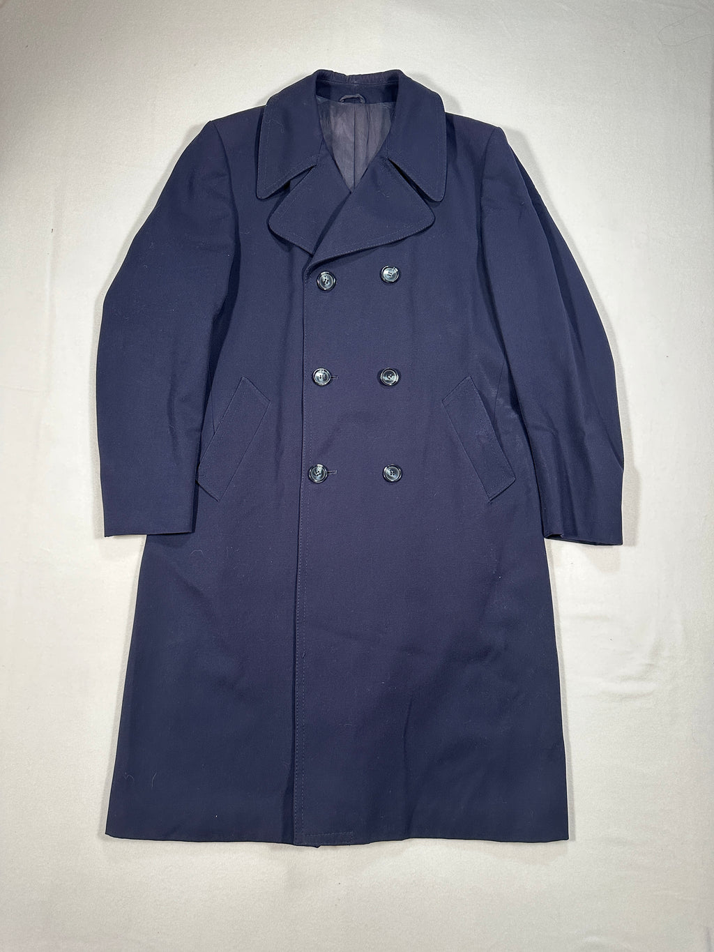 Vintage Navy Double-Breasted Overcoat – Size IT 52 / M – Long Tailored Coat