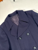 Vintage Navy Double-Breasted Overcoat – Size IT 52 / M – Long Tailored Coat