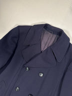 Vintage Navy Double-Breasted Overcoat – Size IT 52 / M – Long Tailored Coat