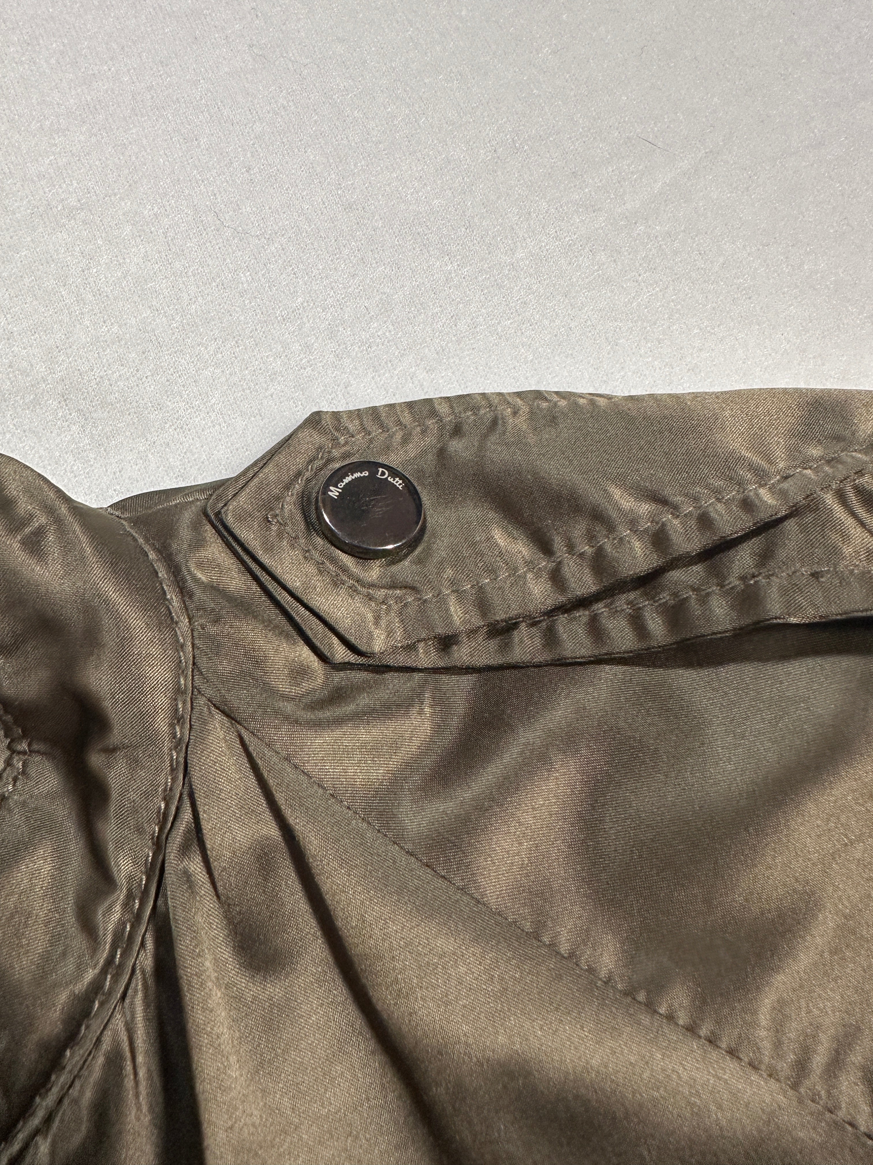 Massimo Dutti Woman Olive Green Utility Parka Jacket – Size M – Zip Front, Raglan Sleeve