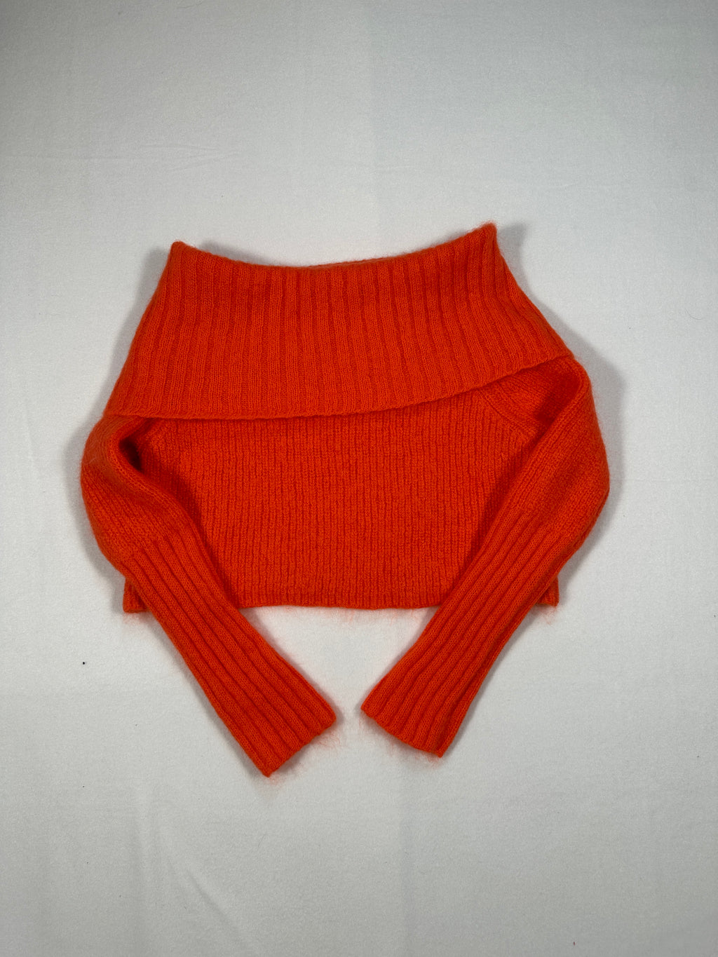 McQ Alexander McQueen Orange Mohair Blend Cropped Knit Sweater XS