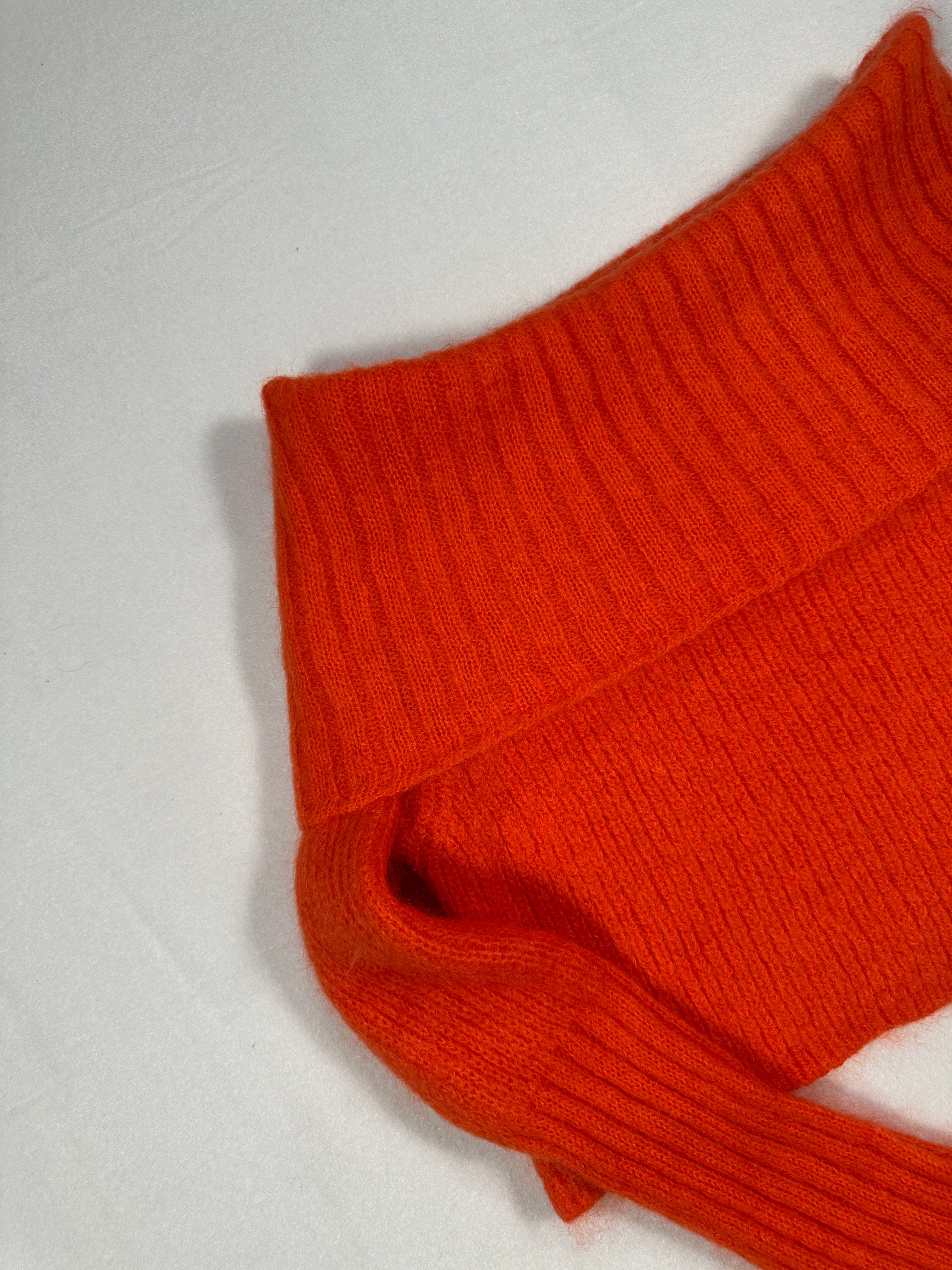McQ Alexander McQueen Orange Mohair Blend Cropped Knit Sweater XS