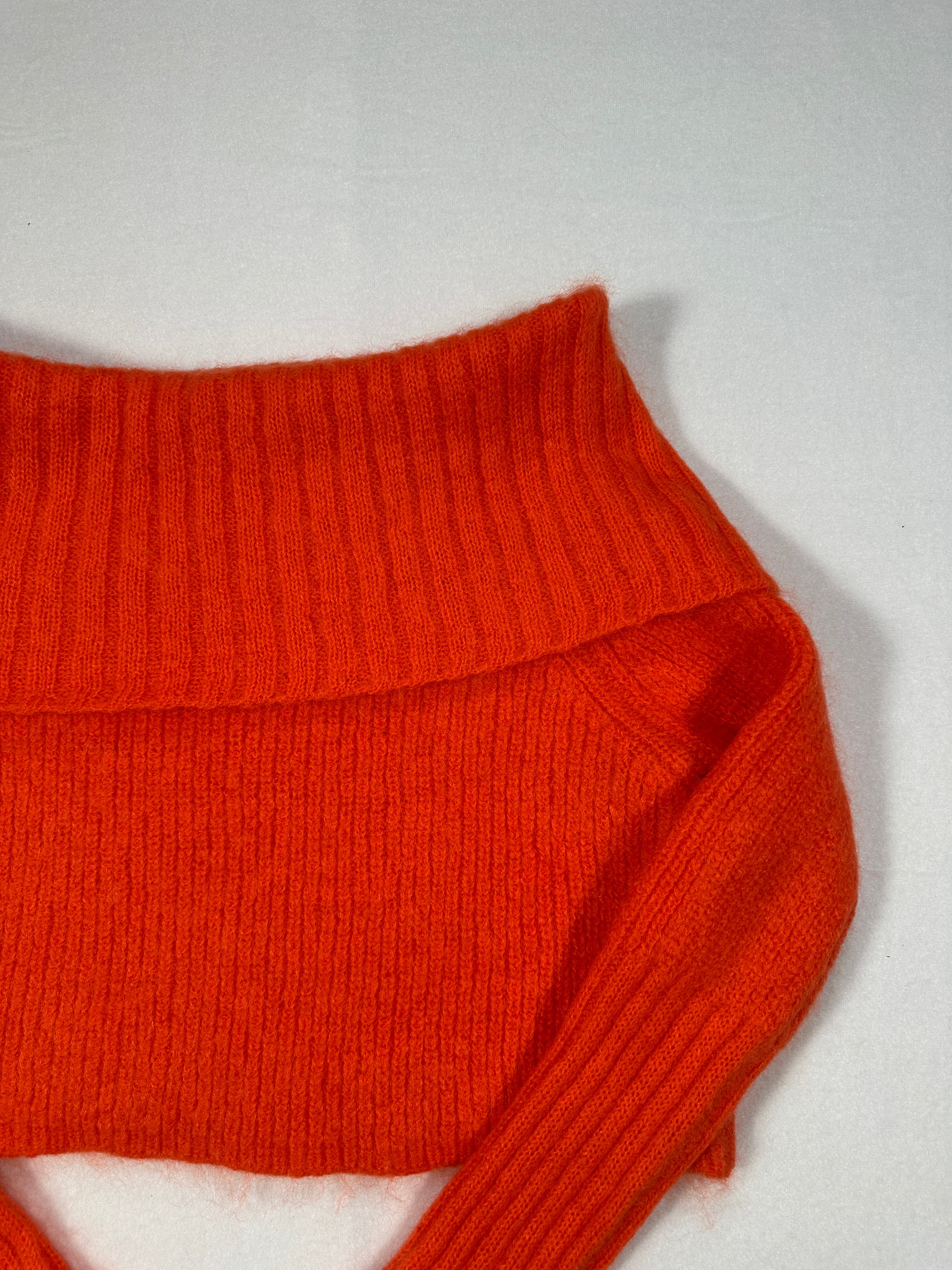 McQ Alexander McQueen Orange Mohair Blend Cropped Knit Sweater XS