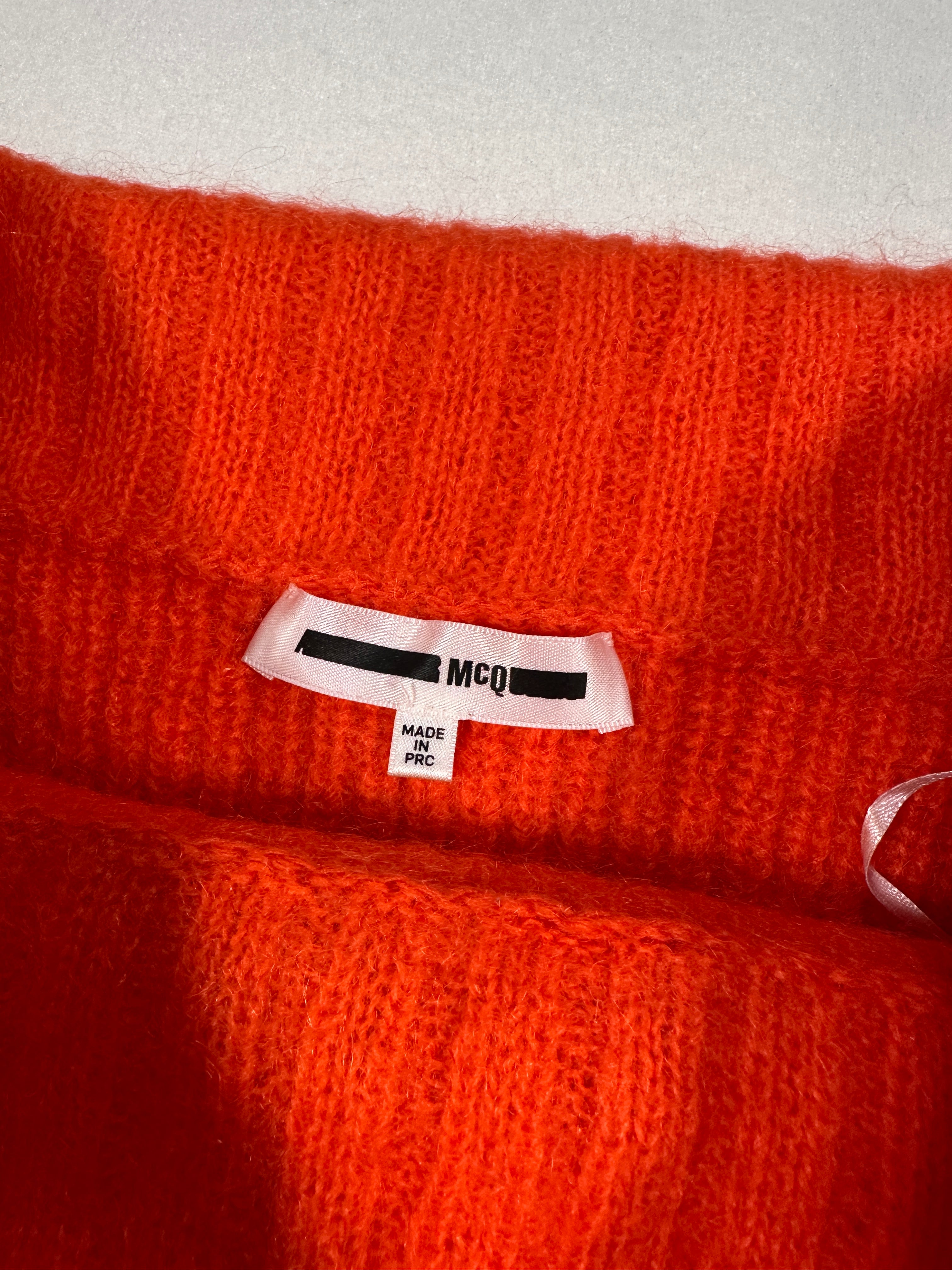 McQ Alexander McQueen Orange Mohair Blend Cropped Knit Sweater XS