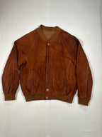 Vintage Brown Suede Bomber Jacket | Raglan Sleeve Classic Fit