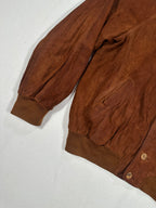Vintage Brown Suede Bomber Jacket | Raglan Sleeve Classic Fit