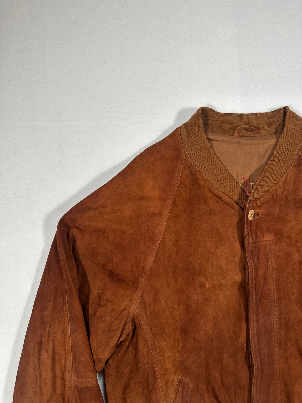 Vintage Brown Suede Bomber Jacket | Raglan Sleeve Classic Fit