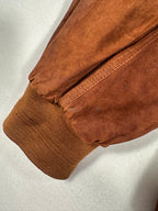 Vintage Brown Suede Bomber Jacket | Raglan Sleeve Classic Fit