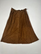 Vintage Brown Suede Leather Wrap Skirt with Tie Waist & Pockets – Made in Italy