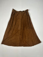 Vintage Brown Suede Leather Wrap Skirt with Tie Waist & Pockets – Made in Italy