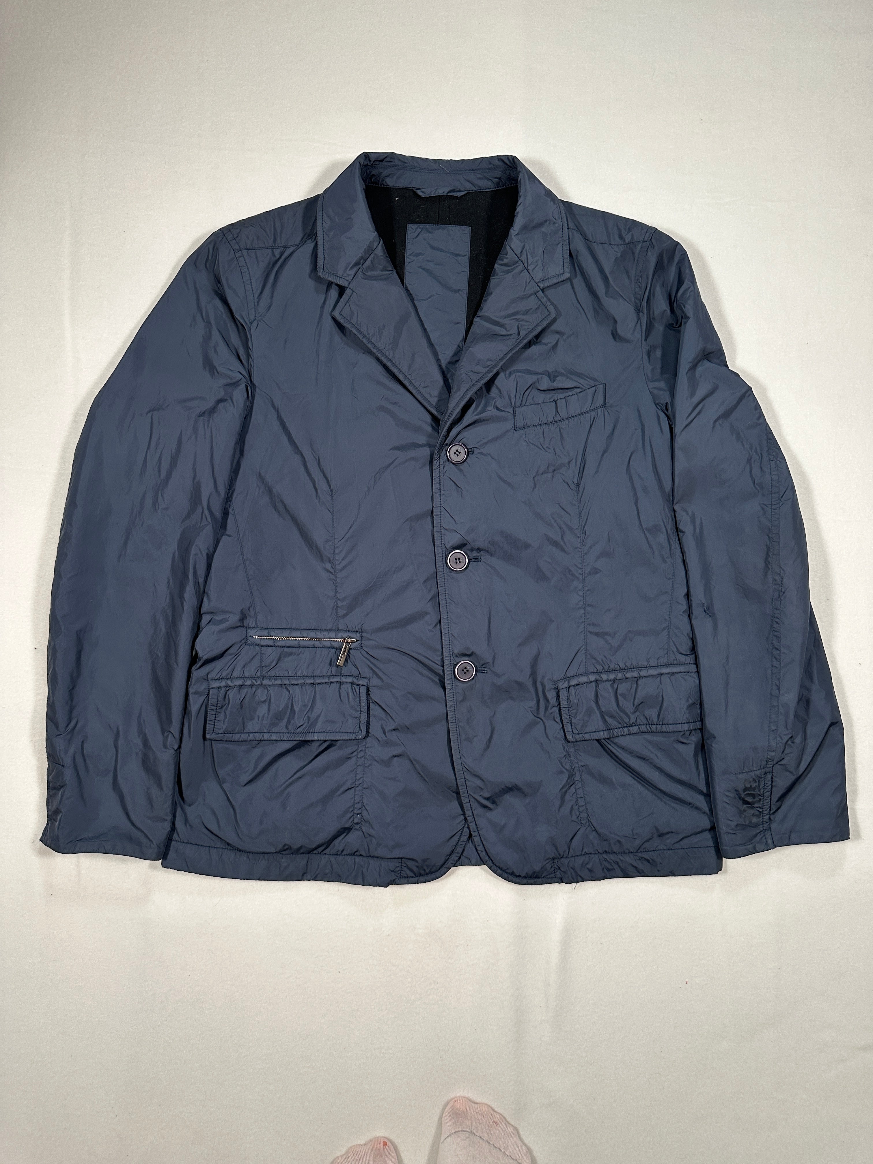 Men’s ADD Quilted Blazer Jacket – Single-Breasted – Blue – Wool Blend – Size XL | I 54