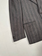 Vintage Bianchi Grey Herringbone Wool Blazer – Single-Breasted, Notch Lapel, Made in Italy
