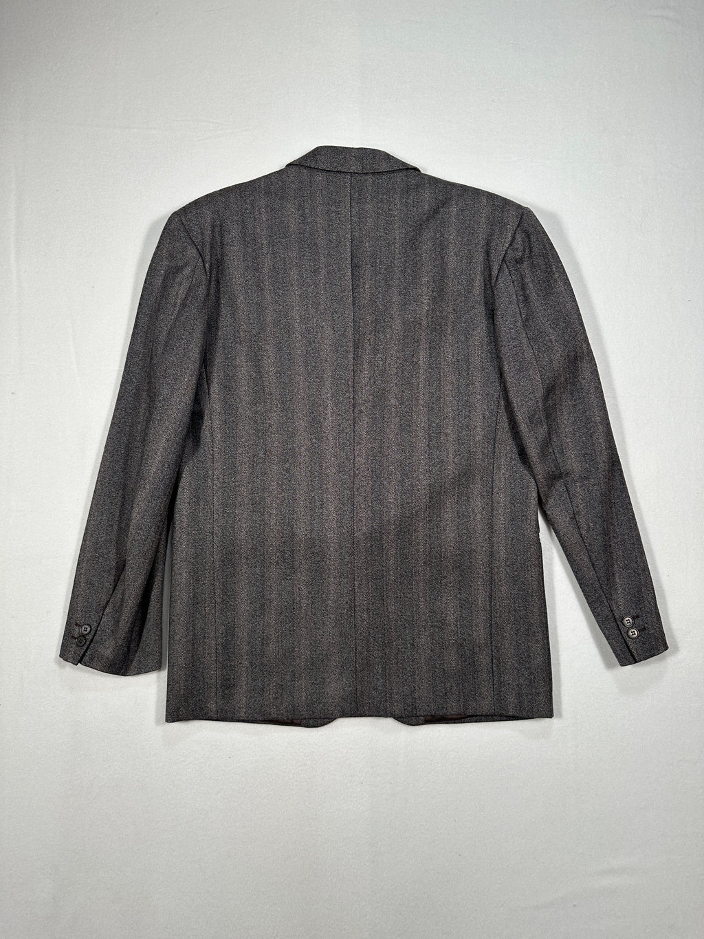 Vintage Bianchi Grey Herringbone Wool Blazer – Single-Breasted, Notch Lapel, Made in Italy