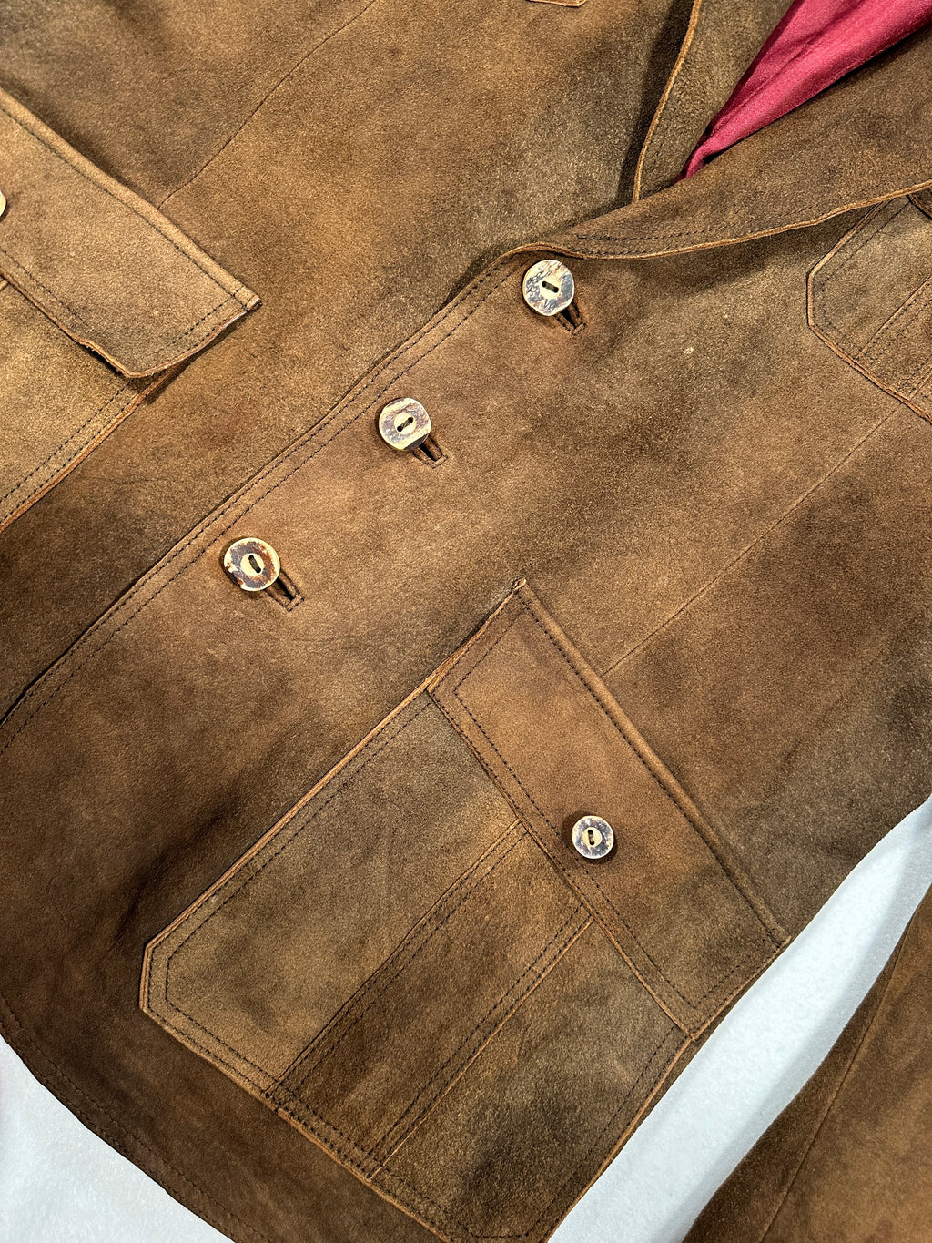 Jodlermarx Men’s Brown Suede Safari Jacket – Single-Breasted – Size M – Vintage