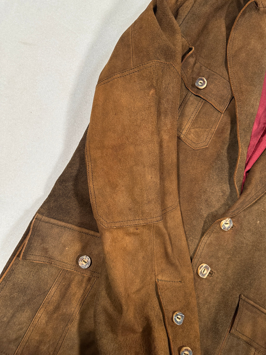Jodlermarx Men’s Brown Suede Safari Jacket – Single-Breasted – Size M – Vintage
