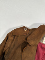 Jodlermarx Men’s Brown Suede Safari Jacket – Single-Breasted – Size M – Vintage
