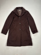 Woman's Agnona Vintage Brown Wool Coat – Single-Breasted Tailored Long Coat, Made in Italy (IT 40 / S)