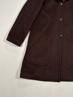 Woman's Agnona Vintage Brown Wool Coat – Single-Breasted Tailored Long Coat, Made in Italy (IT 40 / S)