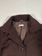 Woman's Agnona Vintage Brown Wool Coat – Single-Breasted Tailored Long Coat, Made in Italy (IT 40 / S)