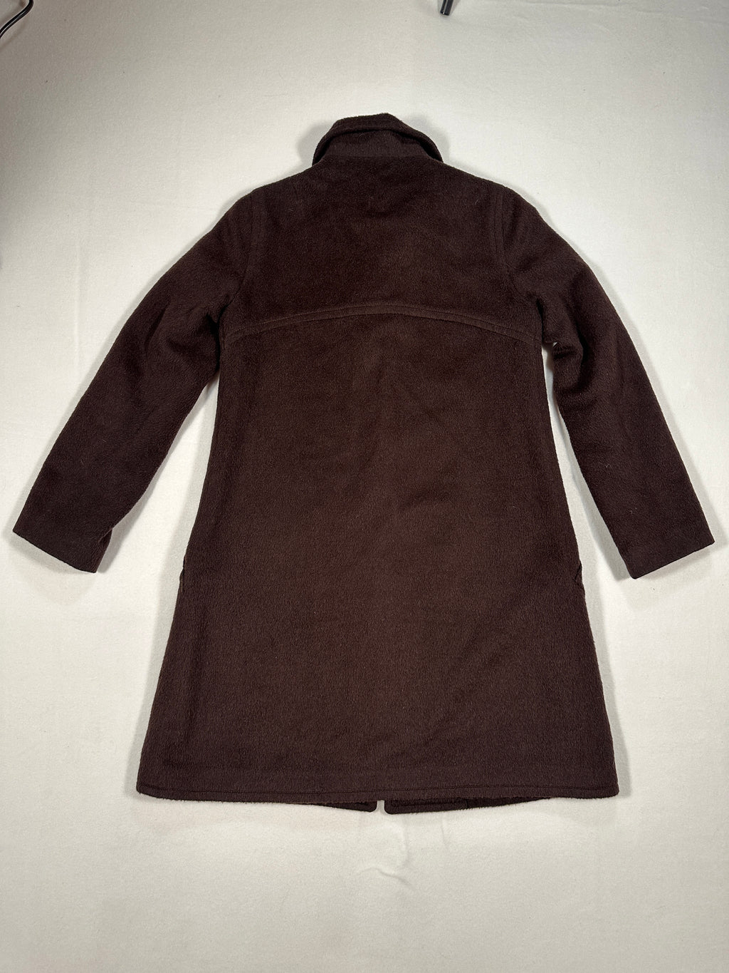 Woman's Agnona Vintage Brown Wool Coat – Single-Breasted Tailored Long Coat, Made in Italy (IT 40 / S)