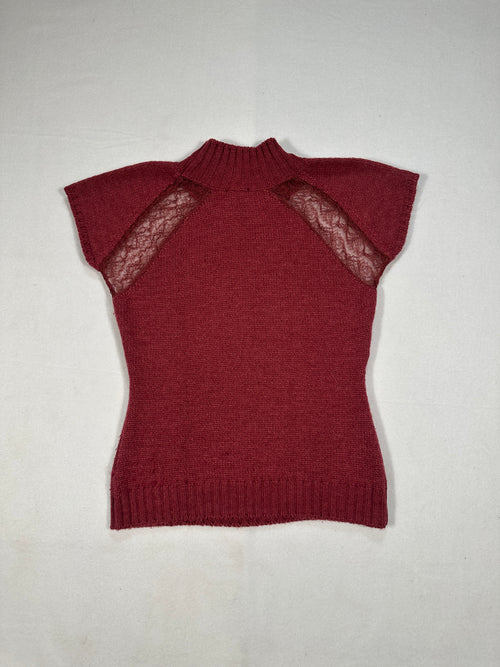 Dolce & Gabbana Women’s Vintage Knit Top with Lace Inserts – Wool Blend – Size S