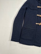 Women’s Wool Blend Duffle Coat – Navy Hooded Toggle Coat, Single-Breasted, Made in Italy Size M