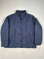 Men’s Quilted Puffer Jacket – Blue Lightweight Insulated Jacket, Stand Collar Size L