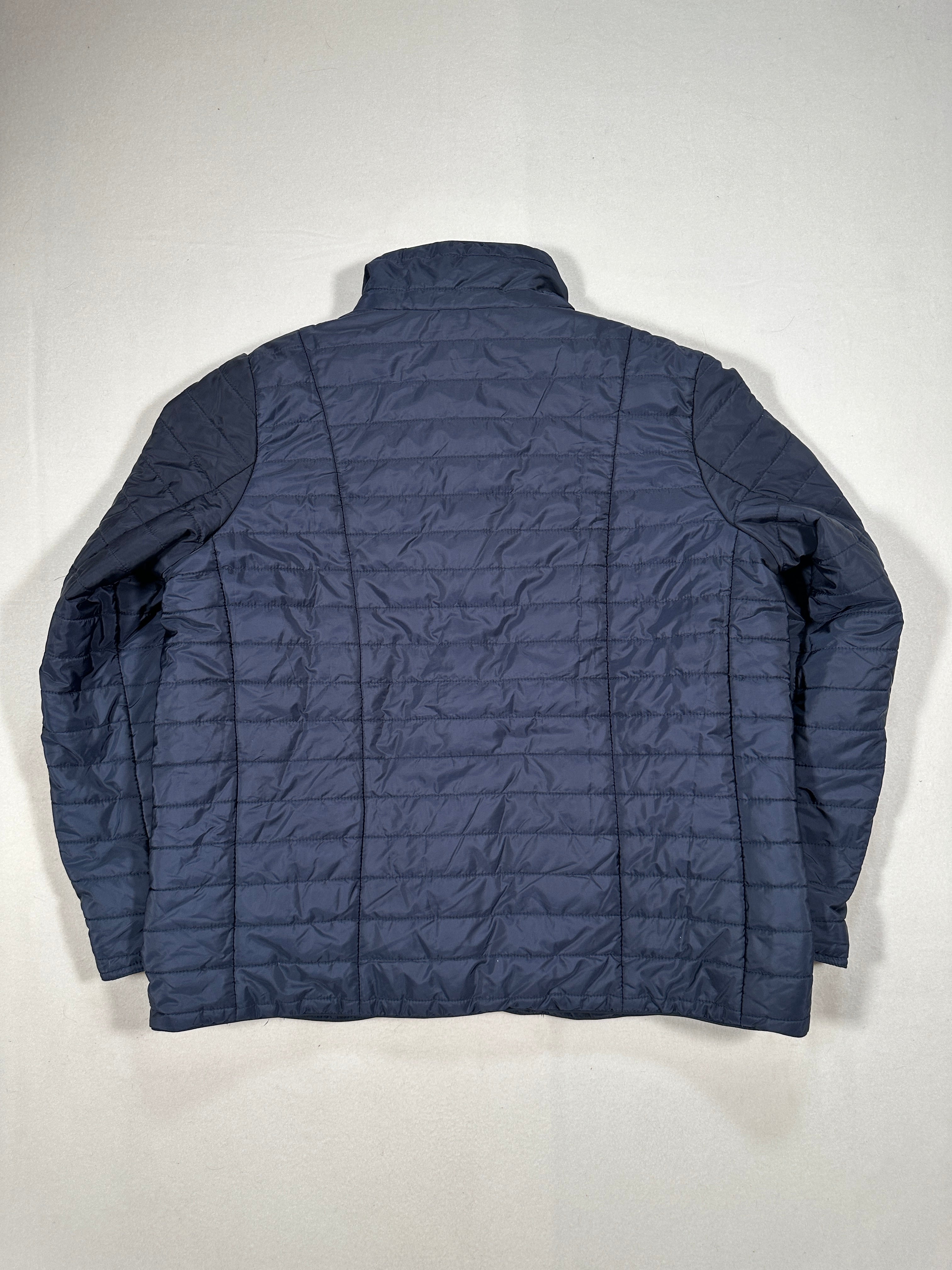 Men’s Quilted Puffer Jacket – Blue Lightweight Insulated Jacket, Stand Collar Size L