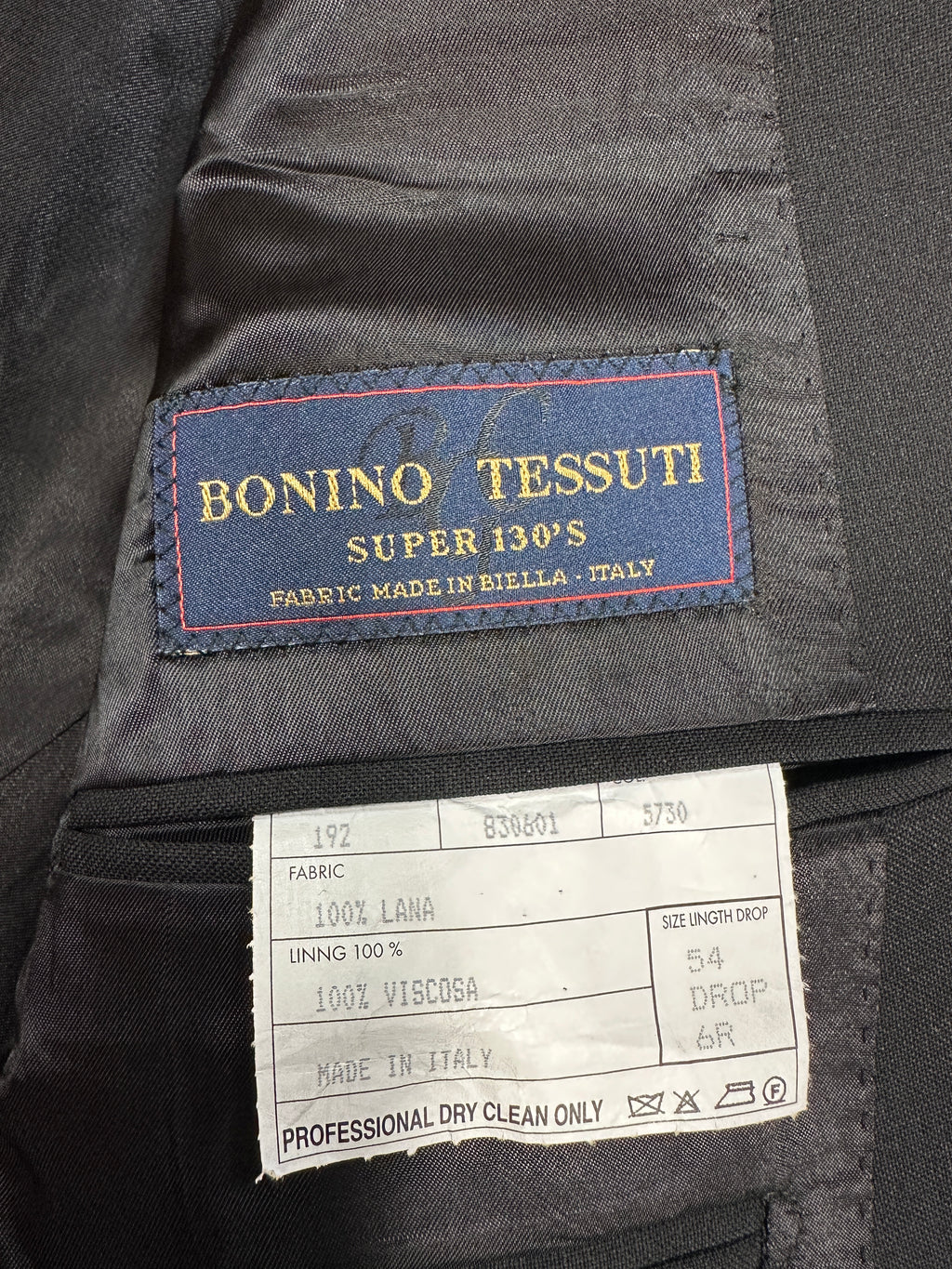Magni Produzioni Men’s Black Wool Suit – Super 130’s Bonino Tessuti, Made in Italy EU54