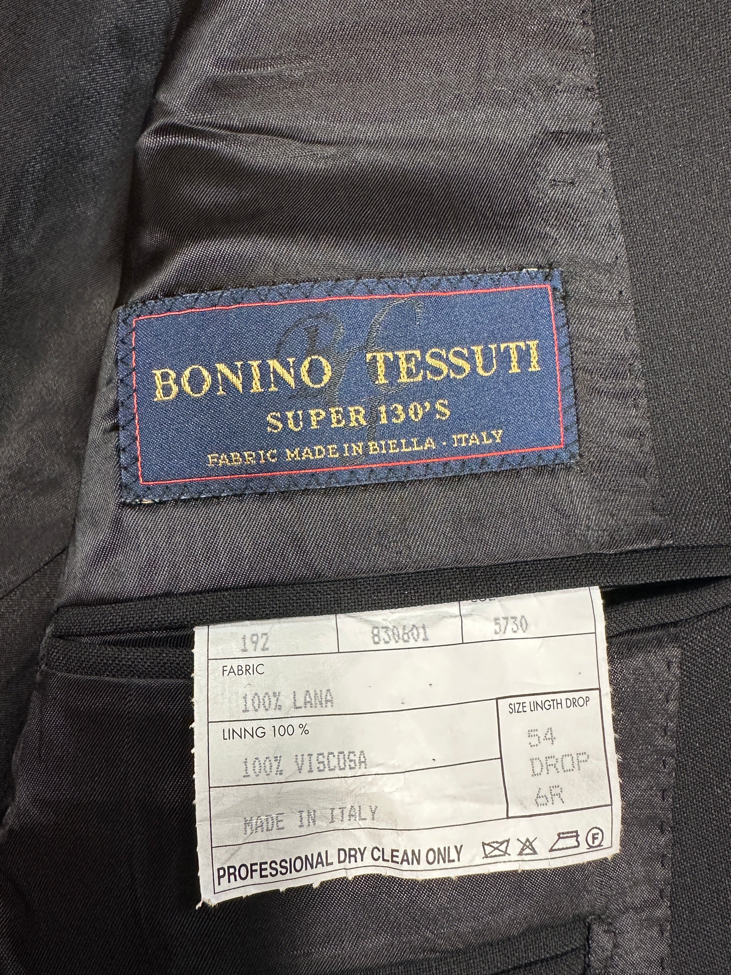 Magni Produzioni Men’s Black Wool Suit – Super 130’s Bonino Tessuti, Made in Italy EU54