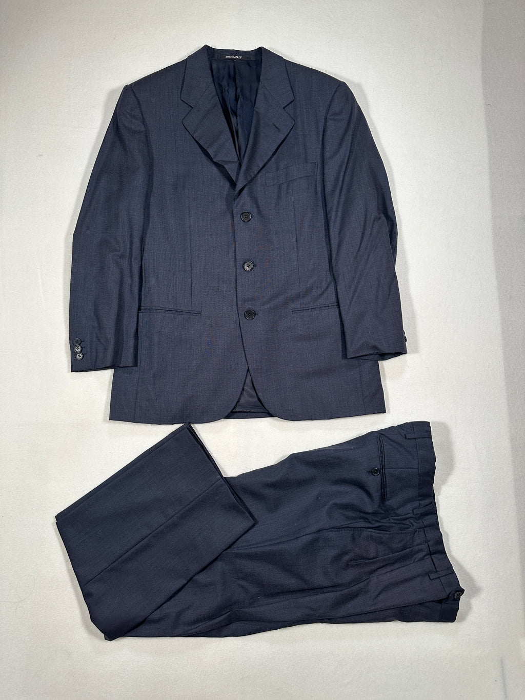 D’Avenza Roma Vintage Handmade Cashmere Suit – Navy Blue Made in Italy Jacket & Trousers + Tie | Size EU50 M/L