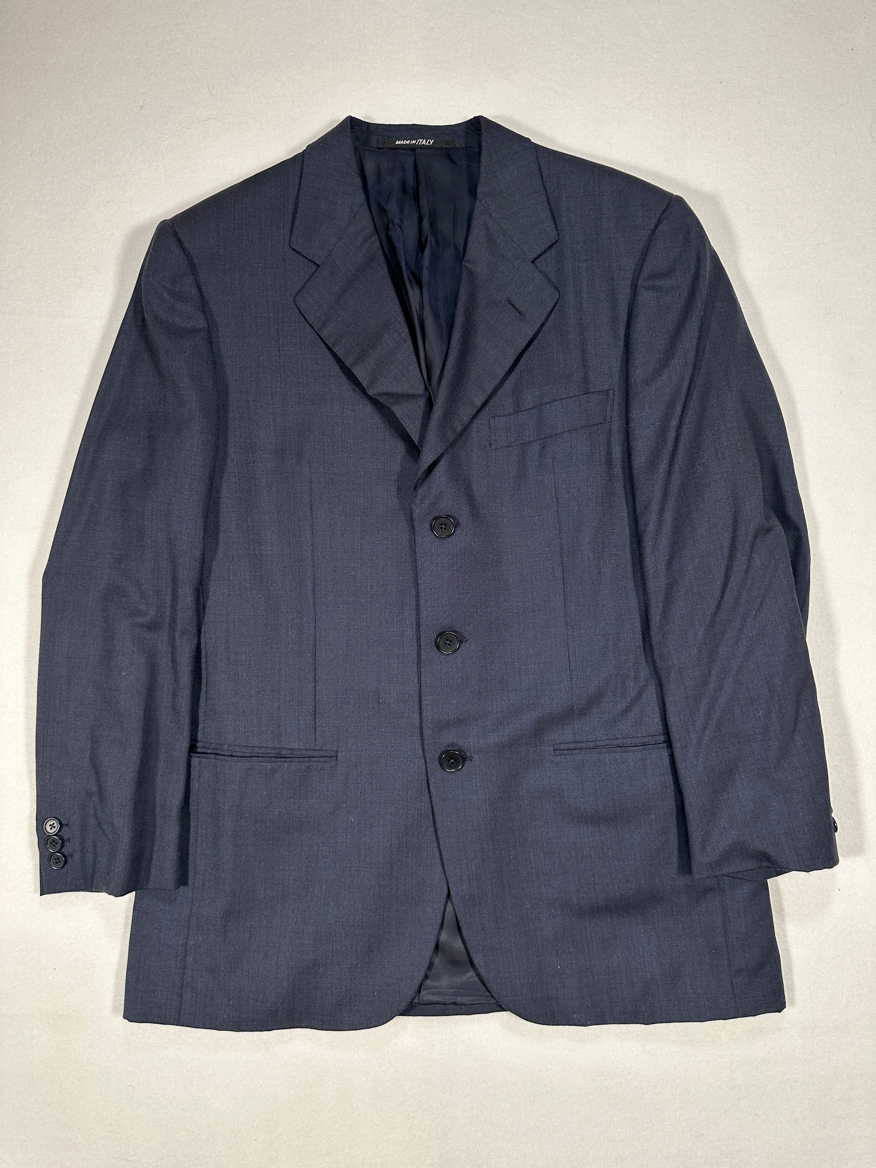 D’Avenza Roma Vintage Handmade Cashmere Suit – Navy Blue Made in Italy Jacket & Trousers + Tie | Size EU50 M/L