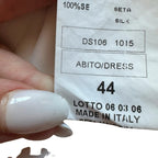 Abito lungo vintage in seta avorio Made in Italy con ricami e perline Y2K M/L