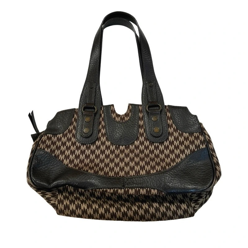 Borsa Max Mara vintage  pelle e tessuto fantasia pied de poule Made in Italy