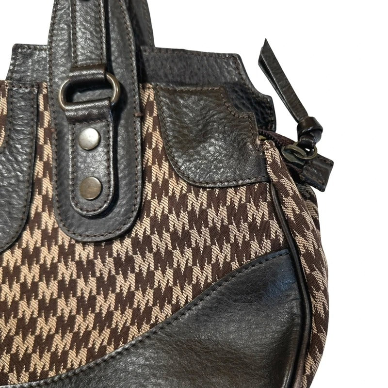 Borsa Max Mara vintage  pelle e tessuto fantasia pied de poule Made in Italy