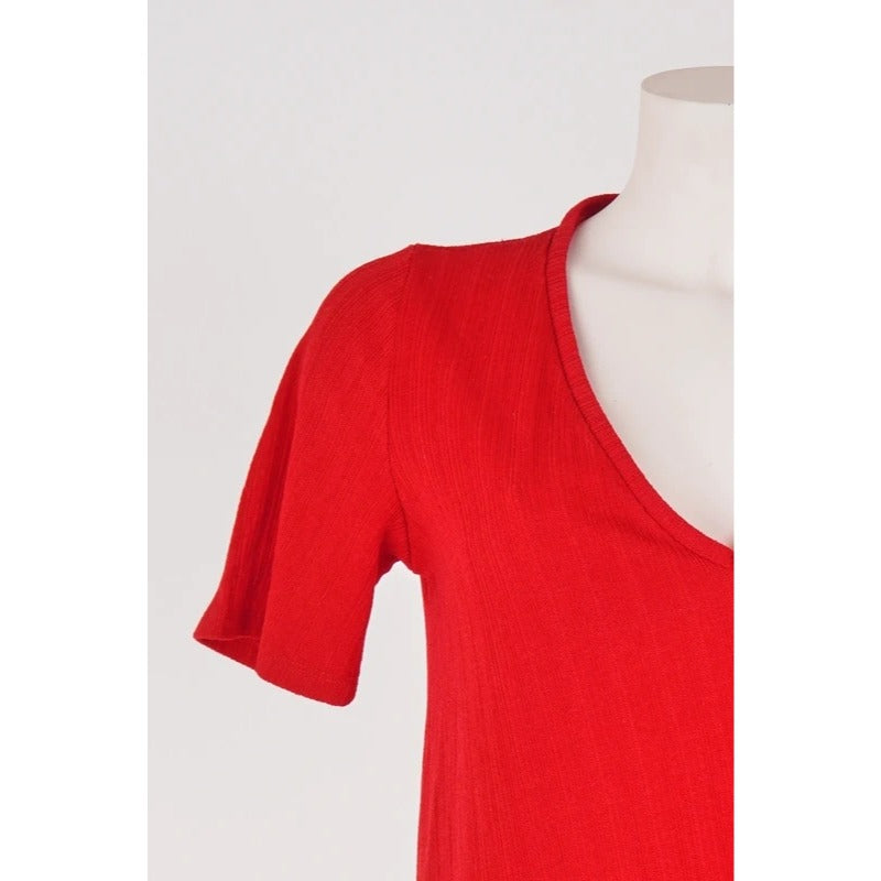 Abito corto Zara rosso a costine manica corta taglia S