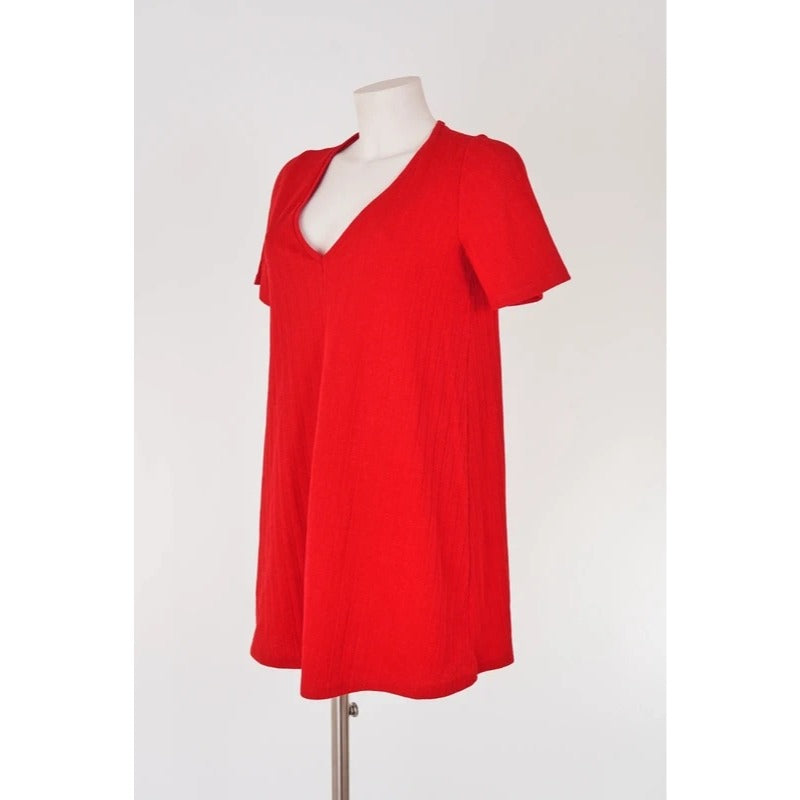 Abito corto Zara rosso a costine manica corta taglia S