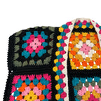 Vintage Handmade Crochet Granny Square Vest – Boho Folk Patchwork