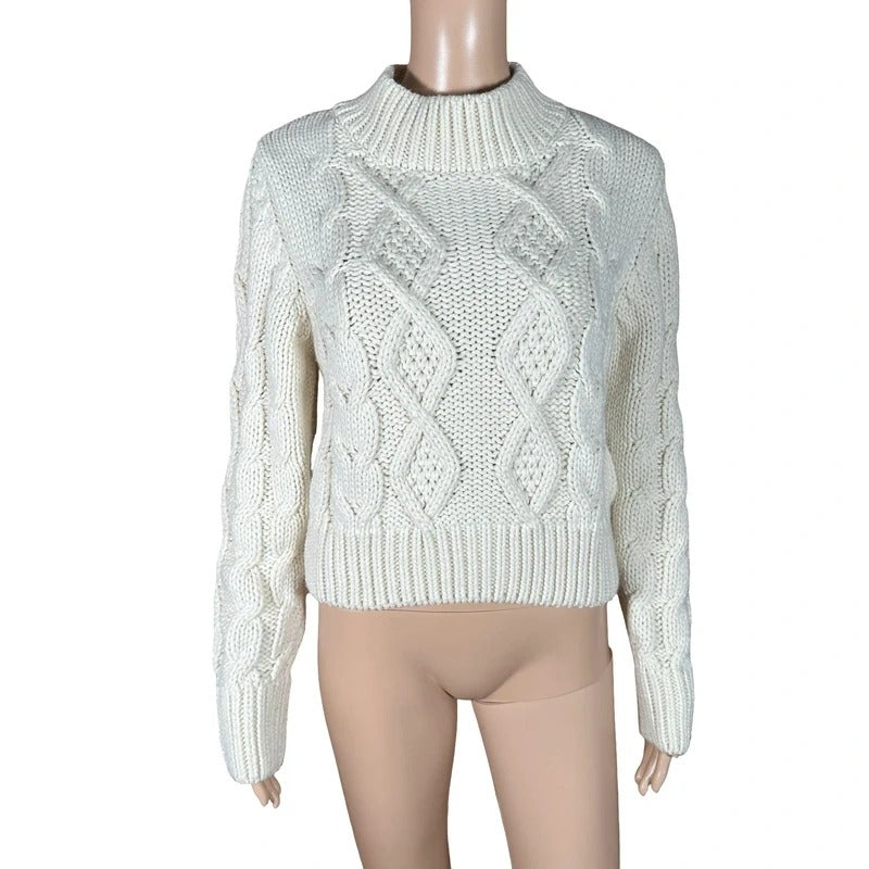 Maglione Zara panna trecce schiena aperta lace up lana M/L