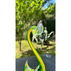 Murano Glass Yellow Green Swan Figurine Hand Blown Art Glass Sculpture Italy