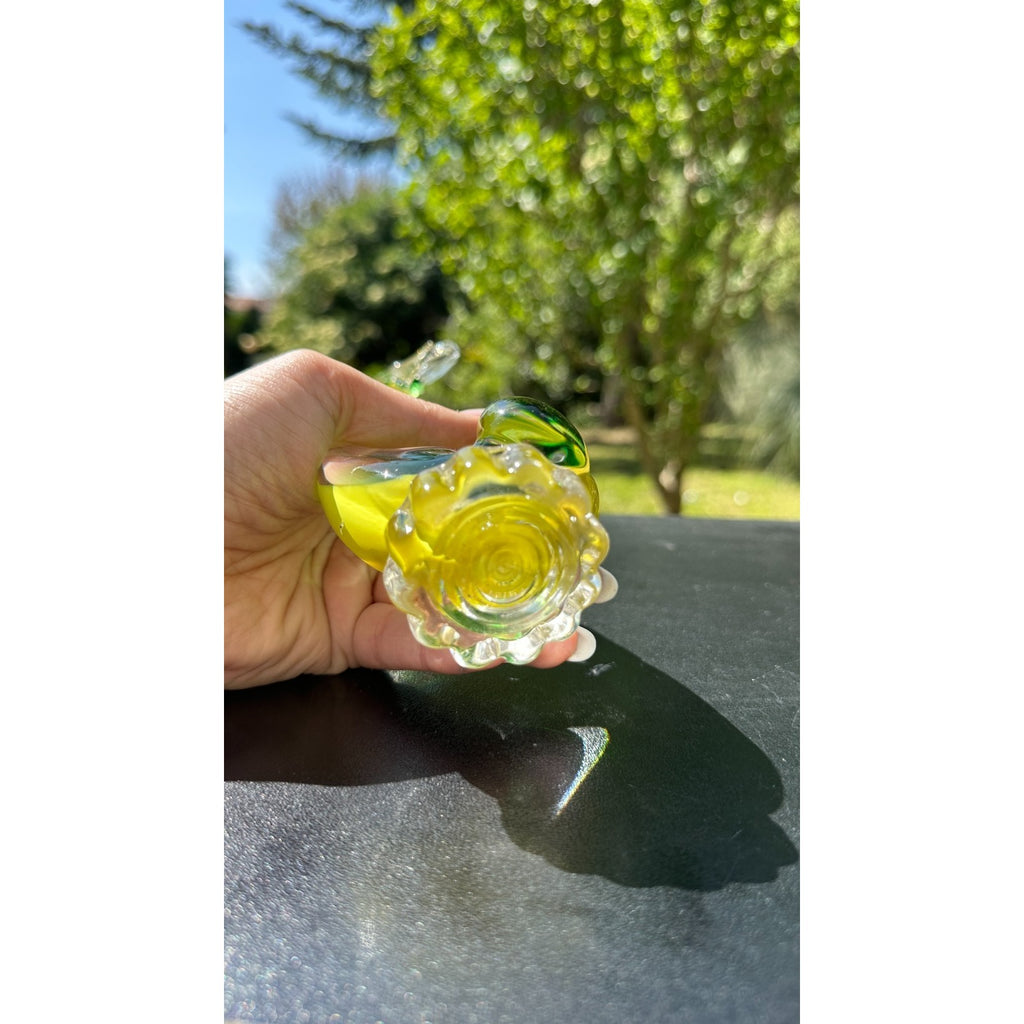 Murano Glass Yellow Green Swan Figurine Hand Blown Art Glass Sculpture Italy