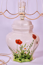 Vintage Hand-Painted Italian Ceramic Table Lamp by ESTE C.E. – Floral Motif, Made in Italy (c. 1960s–1970s)